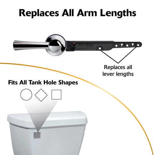 Korky StrongARM® Toilet Handle and Lever, Simple Chrome