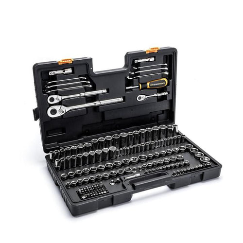 GearWrench 185 Piece 1/4”, 3/8” & 1/2 Drive 72-Tooth SAE/Metric Mechanics Hand Tool Set