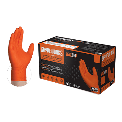 AMMEX Gloveworks RDT Orange Nitrile PF Ind Gloves