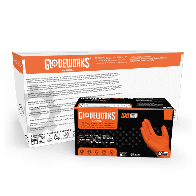 AMMEX Gloveworks RDT Orange Nitrile PF Ind Gloves