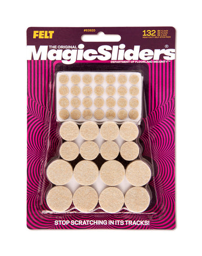Magic Sliders 132 pc Heavy Duty FELT Value Pack - Assorted Heavy Duty Self-Stick Pads, Oatmeal