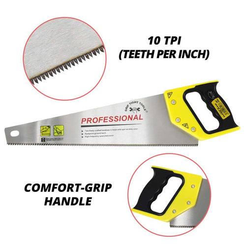 Grip Tight Tools 16 Hand Saw - Shark Teeth With Rubber Grip