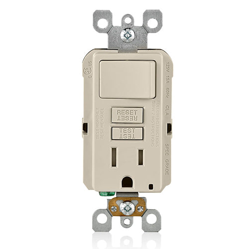 Leviton 15 Amp, Self Test, Tamper-Resistant Slim GFCI Switch/Outlet Combo with LED Indicator Light