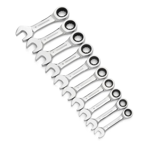 GearWrench 10 Piece 72-Tooth 12 Point Stubby Ratcheting Combination Metric Wrench Set