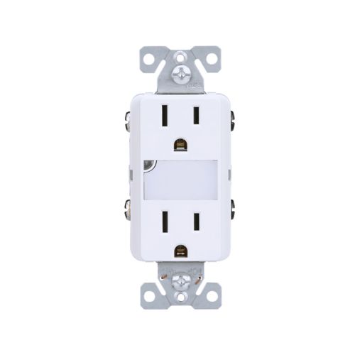 Eaton Cooper Wiring LED Nightlight with Duplex Receptacle TR7734W-KB-L