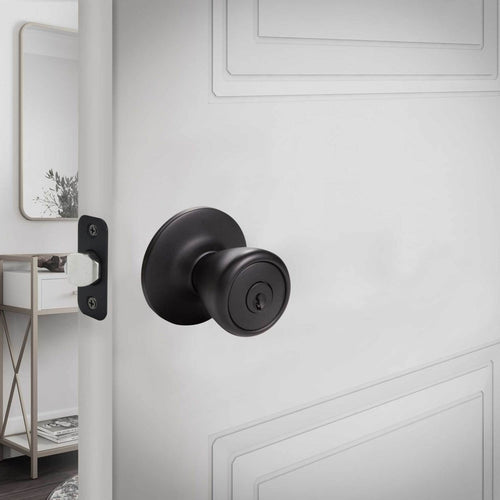 Design House Tulip Keyed Entry Door Knob, Matte Black