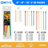 RETYZ 6 Inch Mini, 8 Inch, and 10 Inch 5-Color Variety Pack Reusable Tie - 30 Pack