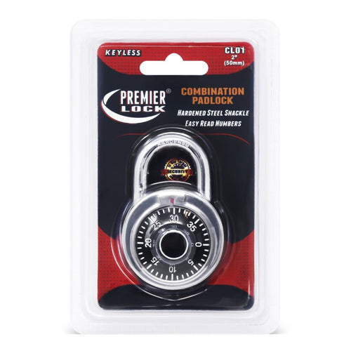 Premier Lock  2 Stainless Steel Preset Combination Padlock, Hardened Shackle
