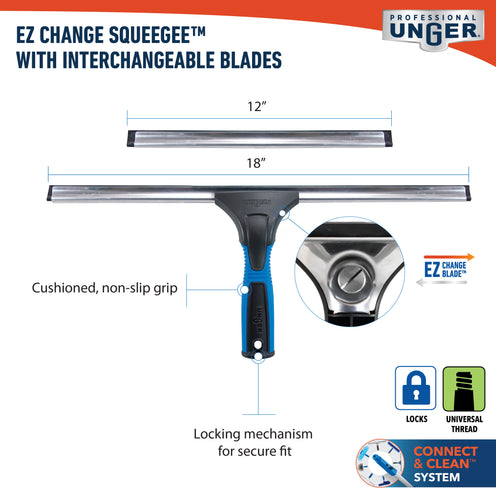 Unger 985610 18″ EZ Change™ Squeegee with Interchangeable Blades