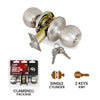 Premier Lock Keyed Entry Door Knob With 2 KW1 Keys Adjustable Latch-Carded