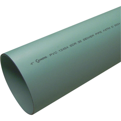 Charlotte Pipe 4 In. x 20 Ft. Solid SDR35 PVC Drain & Sewer Pipe, Belled End