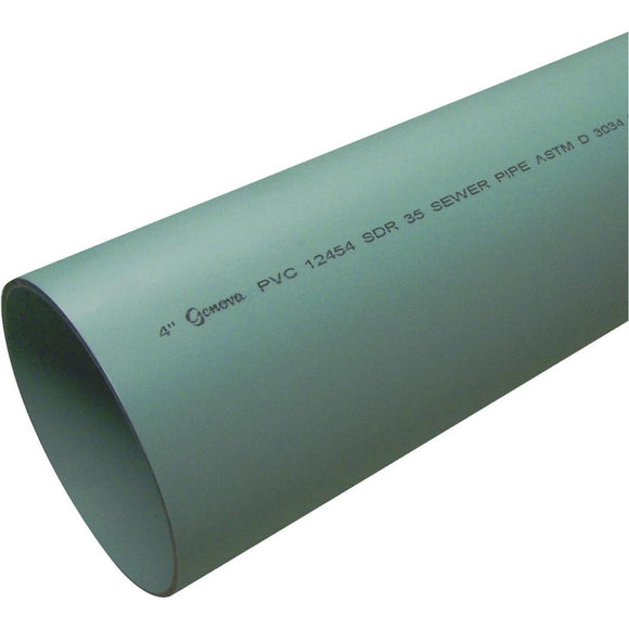 Charlotte Pipe 4 In. x 20 Ft. Solid SDR35 PVC Drain & Sewer Pipe, Belled End