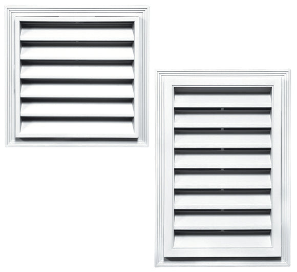 Builders Edge 20.2 in. x 26.2 in. Rectangular White Plastic UV Resistant Gable Louver Vent (20.2