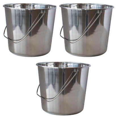 AmeriHome 2.37 Gallon Stainless Steel Buckets 3 Piece Set (2.37 Gallon)