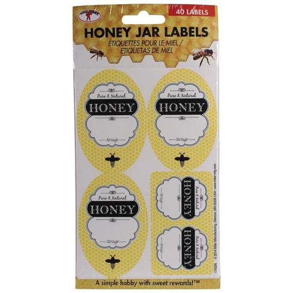 LITTLE GIANT HONEY JAR LABELS (40 PK, YELLOW/BLACK)