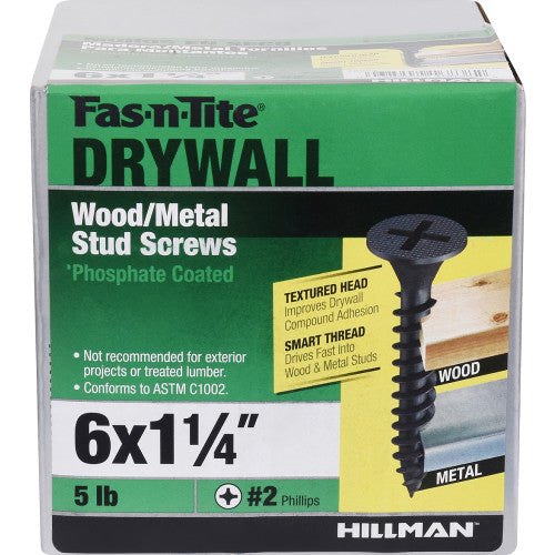 Fas-N-Tite Smart Thread Drywall Screws #6 X 1-1/4 - 5lb Box (#6 X 1-1/4)